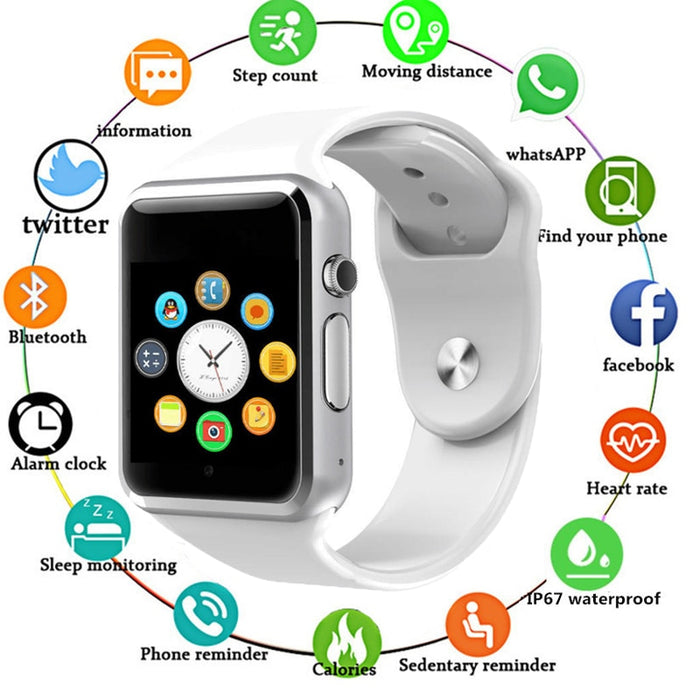 HIXANNY Bluetooth Smart Watch Clock Sync Notifier Support SIM TF Card Connectivity Apple Iphone Android Phone Smartwatch GT08