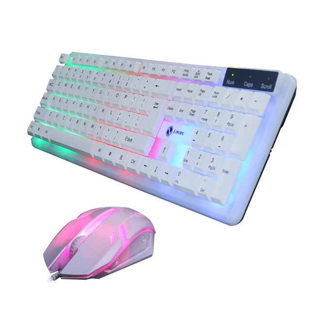OMESHIN T11 Colorful LED Illuminated Backlit USB Wired PC Rainbow Gaming Keyboard And Mouse Set With Backlight Kit USB Keybord