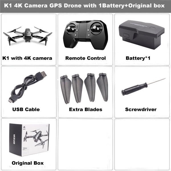 Visuo ZEN K1 GPS RC Drone with 50 Times Zoom 4K Wide-Angle HD Dual Camera 5G Wifi FPV Brushless Motor Flight 28mins Dron VS F11