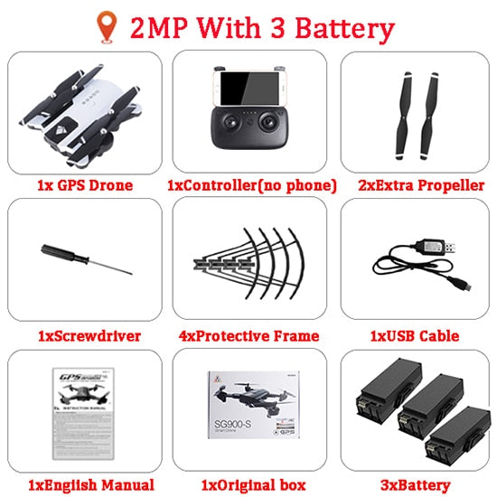 Upgraded Version Sg900s X192 GPS Quadcopter 1080p HD Camera Rc Helicopter Fixed Point Wifi Fpv Drone Follow Me Mode Dron RC Toys
