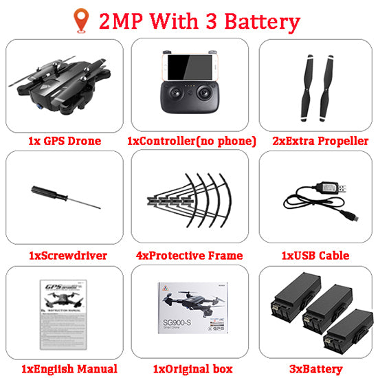 Upgraded Version Sg900s X192 GPS Quadcopter 1080p HD Camera Rc Helicopter Fixed Point Wifi Fpv Drone Follow Me Mode Dron RC Toys