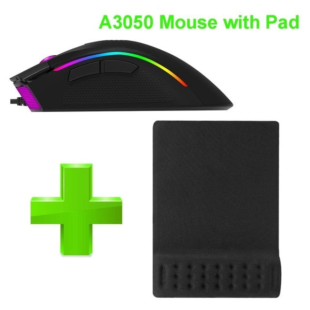 Delux M625 Wired Gaming Mouse Ergonomic PMW3360 7D Max to 24000 DPI Adjust RGB Backlit Mice With Wrist Rest Mouse Pad For PC