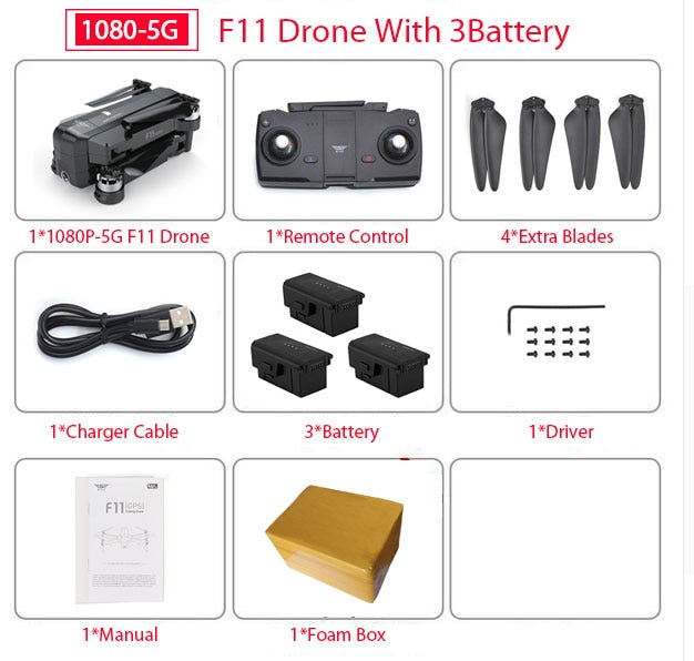 SJRC F11 PRO GPS Drone With Wifi FPV 1080P/2K HD Camera F11 Brushless Quadcopter 25 minutes Flight Time Foldable Dron Vs SG906